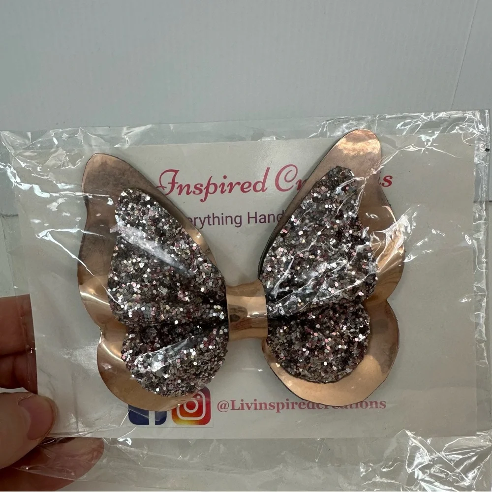 2 Inspired Creations hand made girls butterfly hair Bow Alligator clips … - Picture 5 of 11